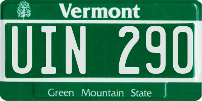 VT license plate UIN290