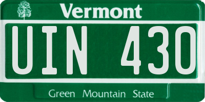 VT license plate UIN430