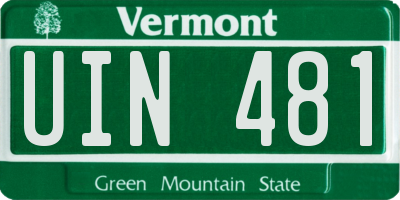VT license plate UIN481