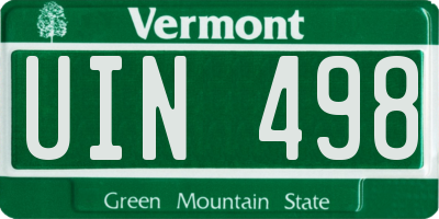 VT license plate UIN498