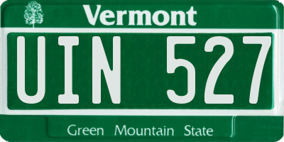 VT license plate UIN527