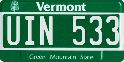 VT license plate UIN533
