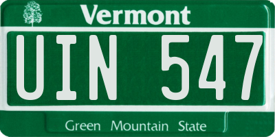 VT license plate UIN547