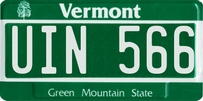 VT license plate UIN566