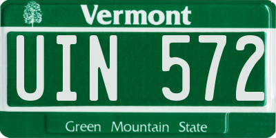 VT license plate UIN572