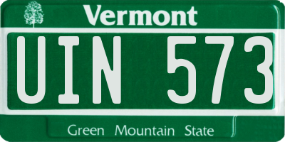 VT license plate UIN573