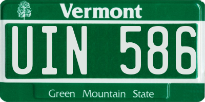 VT license plate UIN586