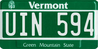 VT license plate UIN594
