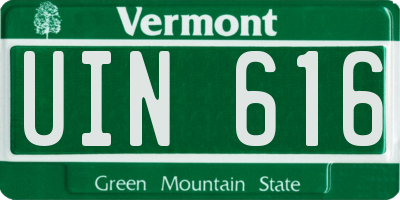 VT license plate UIN616