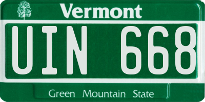 VT license plate UIN668