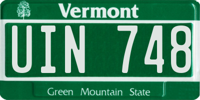 VT license plate UIN748