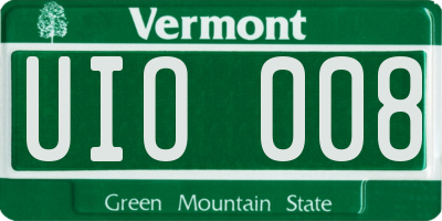 VT license plate UIO008