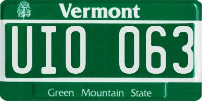 VT license plate UIO063