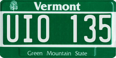 VT license plate UIO135