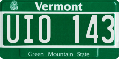 VT license plate UIO143