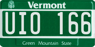 VT license plate UIO166