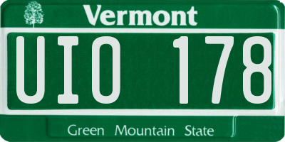 VT license plate UIO178