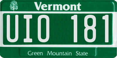 VT license plate UIO181
