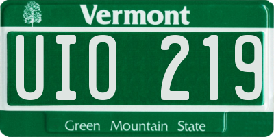 VT license plate UIO219
