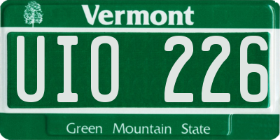VT license plate UIO226