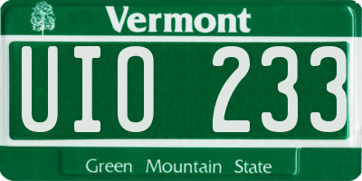 VT license plate UIO233