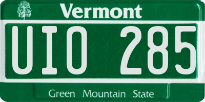 VT license plate UIO285