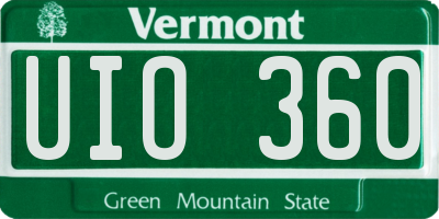 VT license plate UIO360