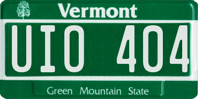 VT license plate UIO404