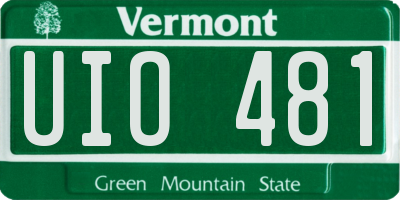VT license plate UIO481