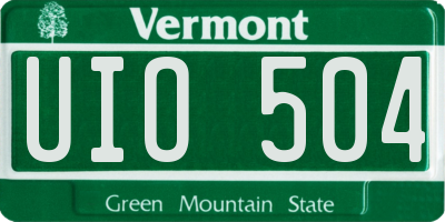 VT license plate UIO504