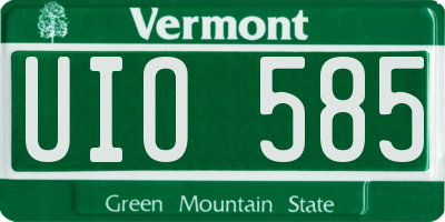 VT license plate UIO585