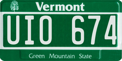 VT license plate UIO674