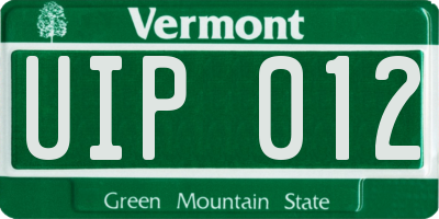 VT license plate UIP012