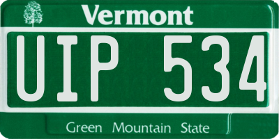 VT license plate UIP534