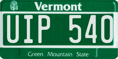 VT license plate UIP540