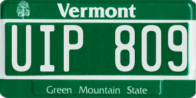 VT license plate UIP809