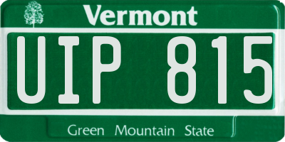 VT license plate UIP815