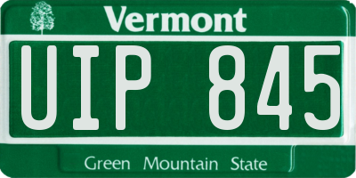 VT license plate UIP845