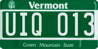 VT license plate UIQ013