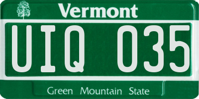 VT license plate UIQ035