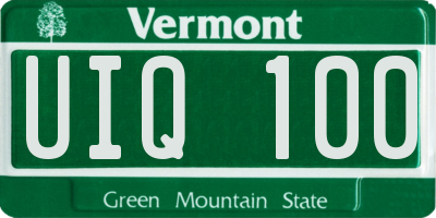 VT license plate UIQ100