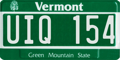VT license plate UIQ154