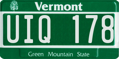 VT license plate UIQ178