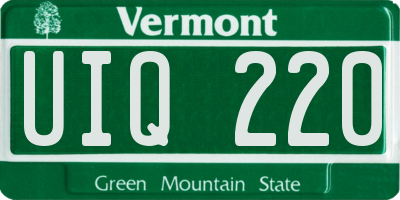 VT license plate UIQ220