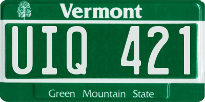 VT license plate UIQ421