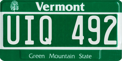 VT license plate UIQ492