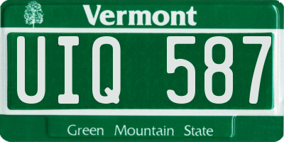 VT license plate UIQ587
