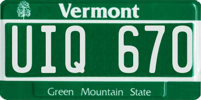 VT license plate UIQ670