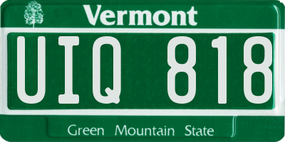 VT license plate UIQ818