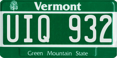 VT license plate UIQ932
